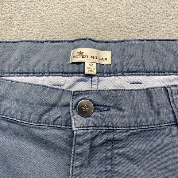 Peter Millar, Chino Pants Mens Size 42 Blue,Flat Front,Pima Cotton - Picture 11 of 12
